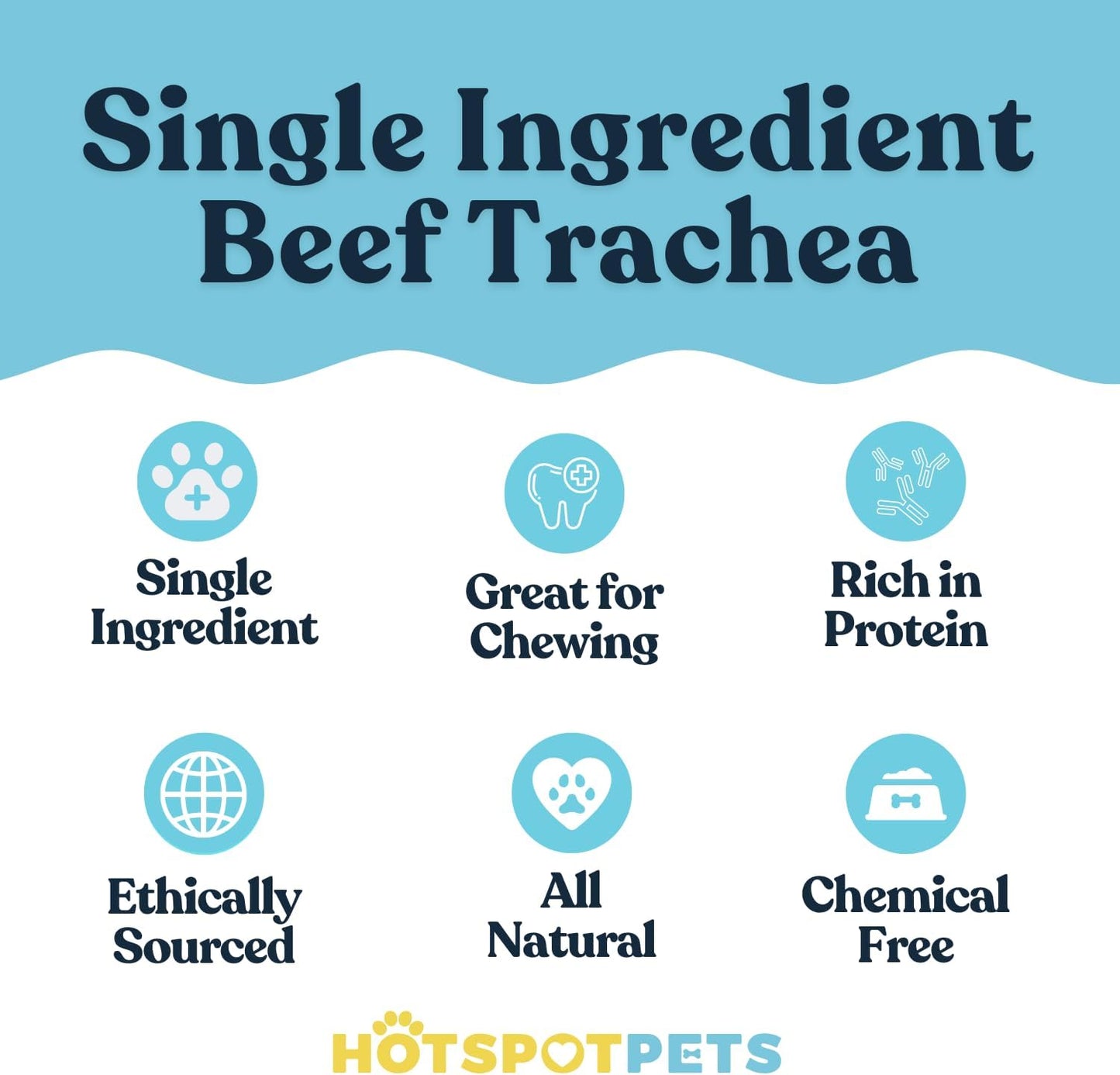 hotspot pets Premium Beef Trachea for Dogs 6" Strips Split - (40 Pack) All Natural Grass-Fed Beef Dog Chews, Rich in Glucosamine Chondroitin for Joint Health, Single Ingredient No Rawhide Dog Treats