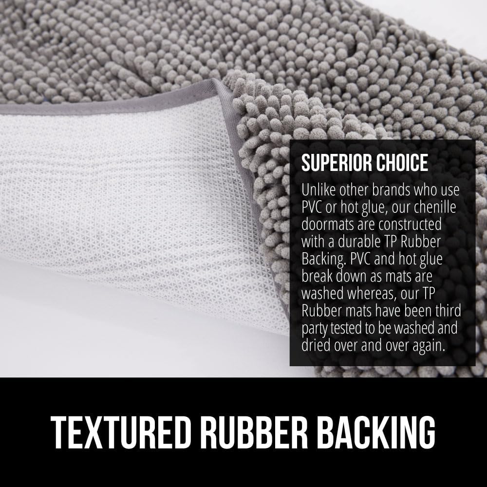 GORILLA GRIP Dog Doormat, Absorbent Doormats for Muddy Dogs Paws, Machine Washable Soakstopper Rugs, Cleaner Floors, US Designed Pet Bed Door Mat, Indoor Entrance Pets Rug, Mats 24x16 Gray