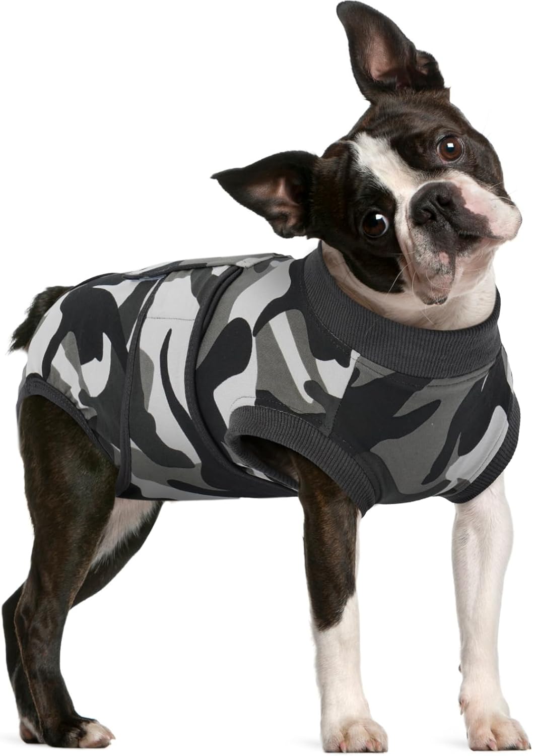 FUAMEY Dog Recovery Suit Male,Dogs Surgery Neuter Suits Puppy Spay Shirts for Female Protect Dog's Skin Anti Licking Abdominal Wounds Doggie Onesie Pet Bodysuit Alternative to Cone Grey Camouflage M