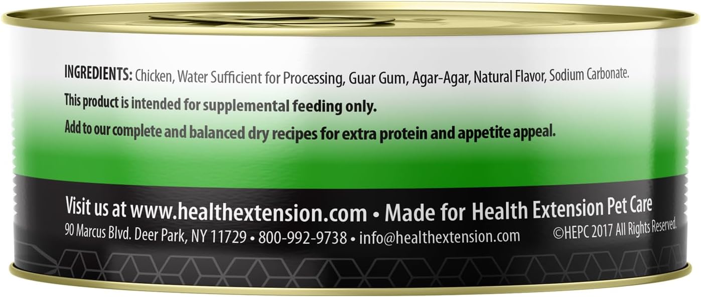Health Extension 95% Chicken Entrée Wet Dog Food Grain-Free – 5.5 oz – Protein-Rich Formula, Hydration Support, Ideal for Sensitive Stomachs (Case of 24 Cans)