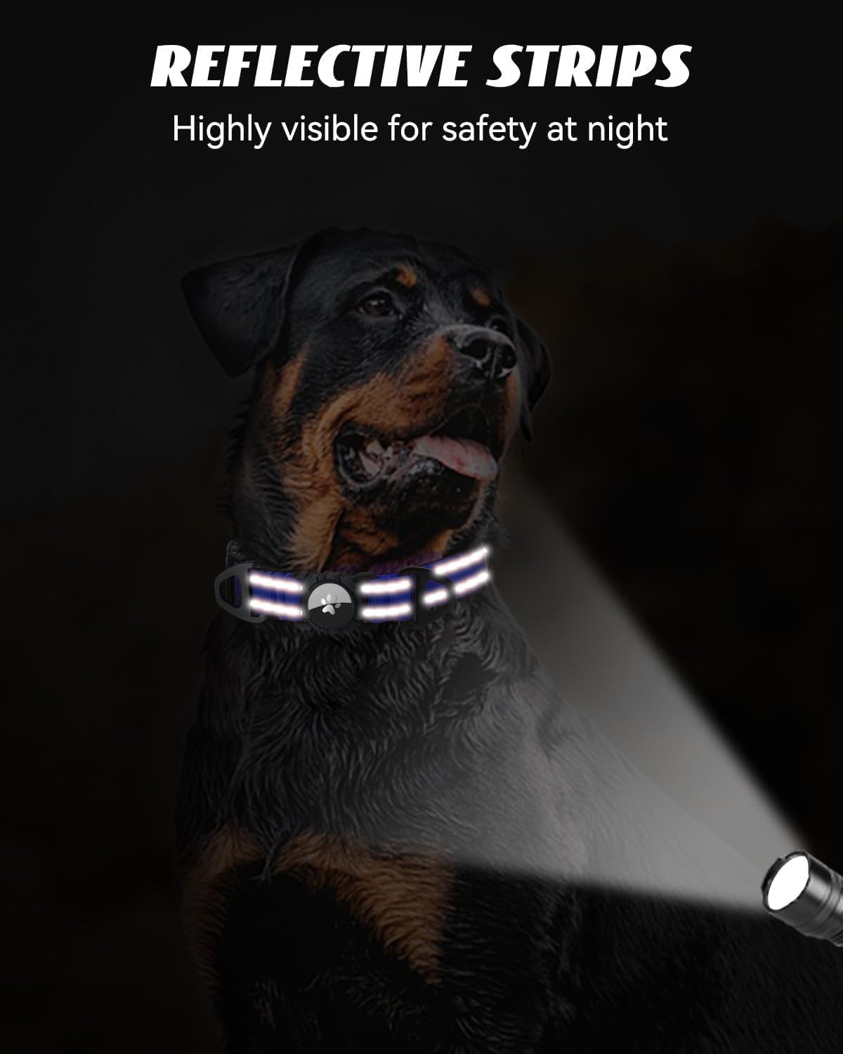 Joytale Airtag Dog Collar, Reflective Pet Collar with Waterproof AirTag Holder, Dual D-Rings, Soft Padded Adjustable for Extra Small and Puppy Dogs, Navy Blue, XS