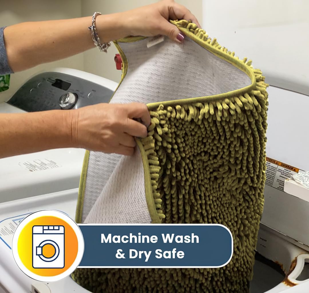 Muddy Mat® AS-SEEN-ON-TV Highly Absorbent Microfiber Door Mat and Pet Rug, Non Slip Thick Washable Area and Bath Mat Soft Chenille for Kitchen Bathroom Bedroom Indoor and Outdoor - Yellow 48" x 72"