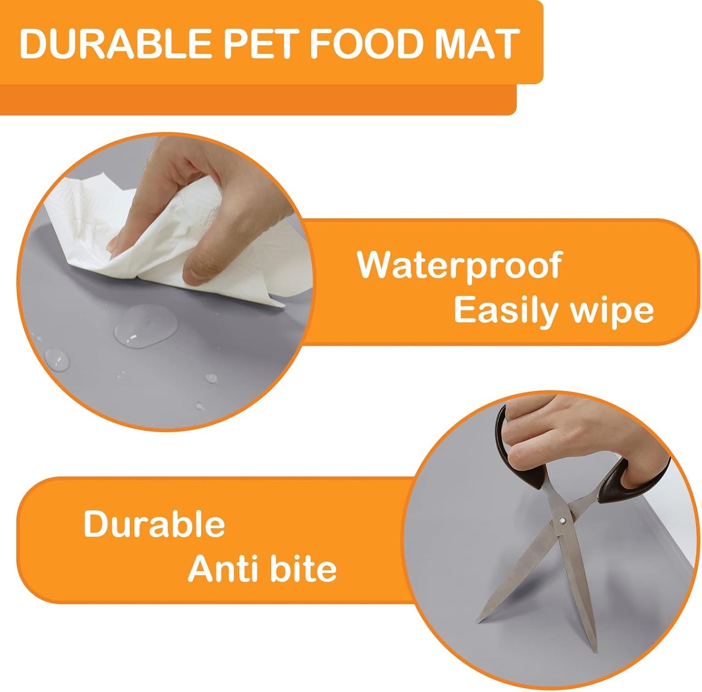 Pet Food Mat Pet Feeding Mat Silicone Placemat for Dog and Cat Food Water Bowl Dog Food Mats for Floors Non Slip Waterproof Anti-bite Cool Grey 39.4X29.5in