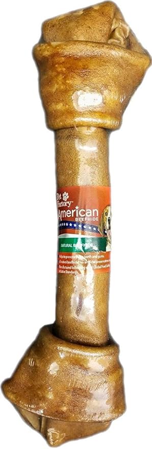 Pet Factory American Beefhide 12" Knotted Bone Dog Chew Treat - Chicken Flavor, 1 Count/1 Pack