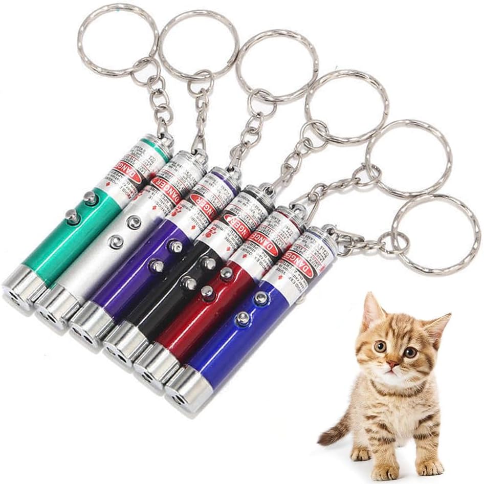 6pcs Laser Pointer Cat Toys Red Laser Light LED Pointer White Flashlight Torch Interactive Training Pen for Cat Dogs