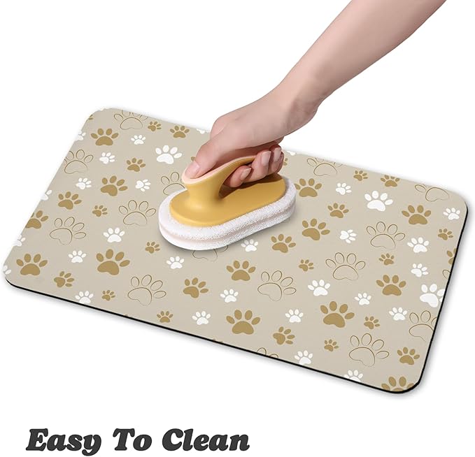 Dog Food Mat, Absorbent Water Bowl Mats Cat Pet Feeding Placemats Beige 17 * 30 inch