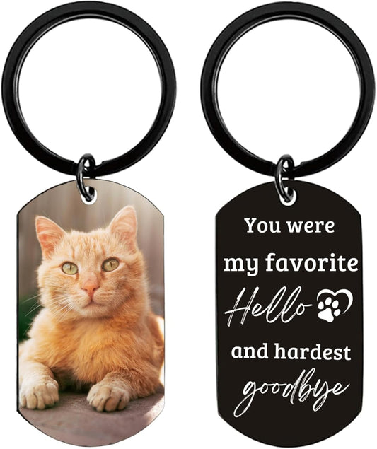 Cat Loss Sympathy Gift Personalized Custom Pet Picture Keychain Cats Photo Key Chain Custom Cat Memorial Gifts