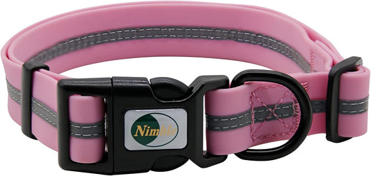 NIMBLE Dog Collar Waterproof Pet Collars Anti-Odor Durable Adjustable PVC & Polyester Soft with Reflective Cloth Stripe Basic Dog Collars S/M/L Sizes (Medium (11.81”-18.5”inches), Lavender)