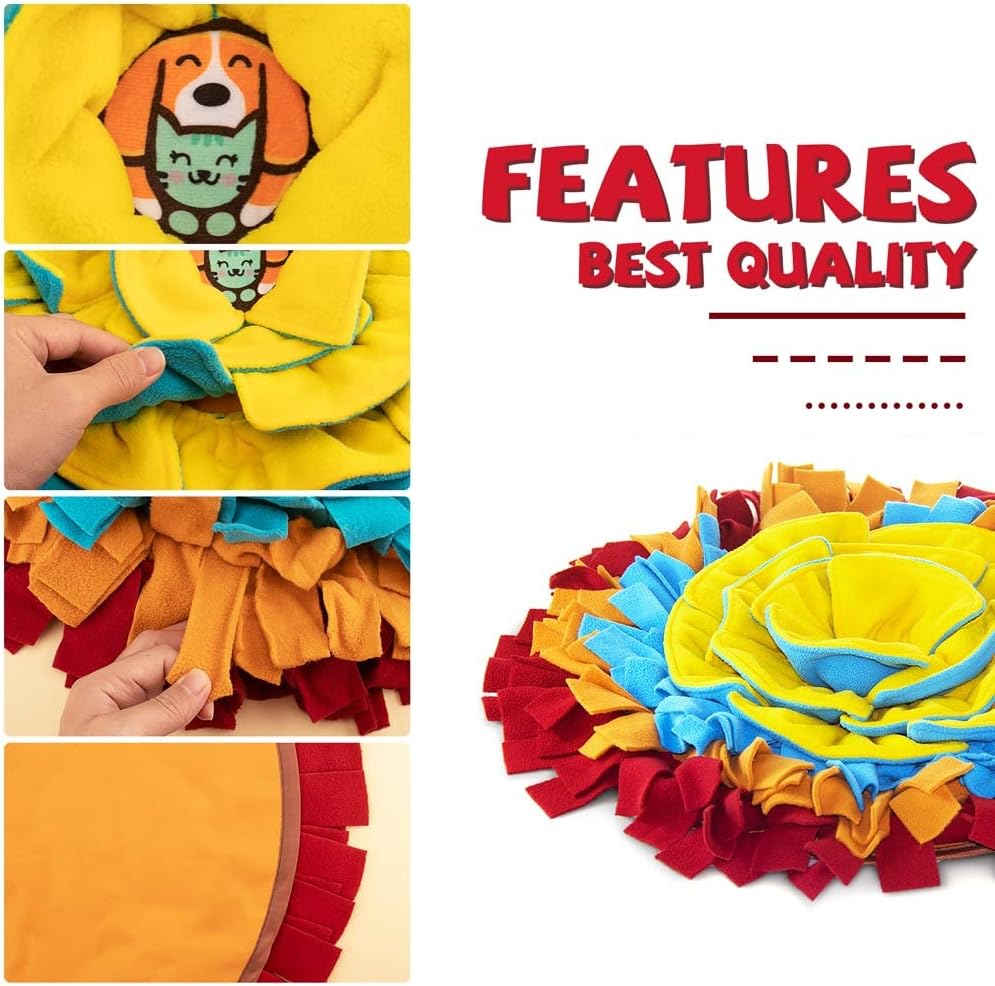 AWOOF Pet Snuffle Mat for Dogs, Interactive Feed Game for Boredom, Encourages Natural Foraging Skills for Cats Dogs Bowl Travel Use, Dog Treat Dispenser Indoor Outdoor Stress Relief (red)