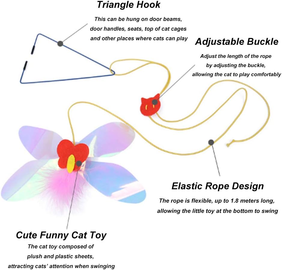 ISMARTEN Dragonfly Cat Toy - A-Door-Able Teaser & Exerciser for Cats & Kittens, Hanging from Door, Window, Cage