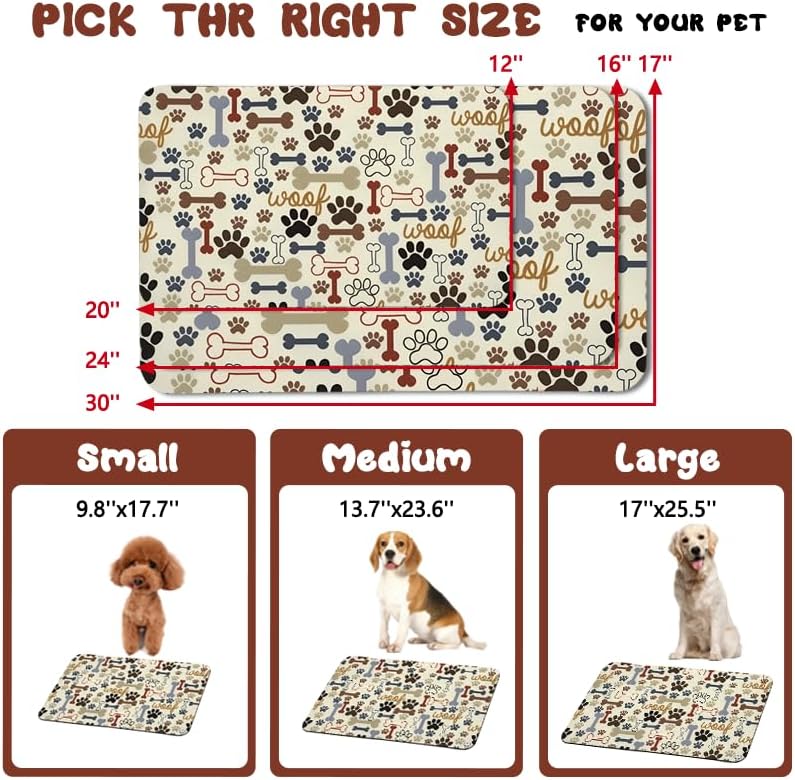 Dog Food Mats for Floors Waterproof, Dog Cat Water Bowl Mats Pet Feeding Absorbent Mat Dog Cat Pet Placemats for Food and Water Beige 16 * 24 inch