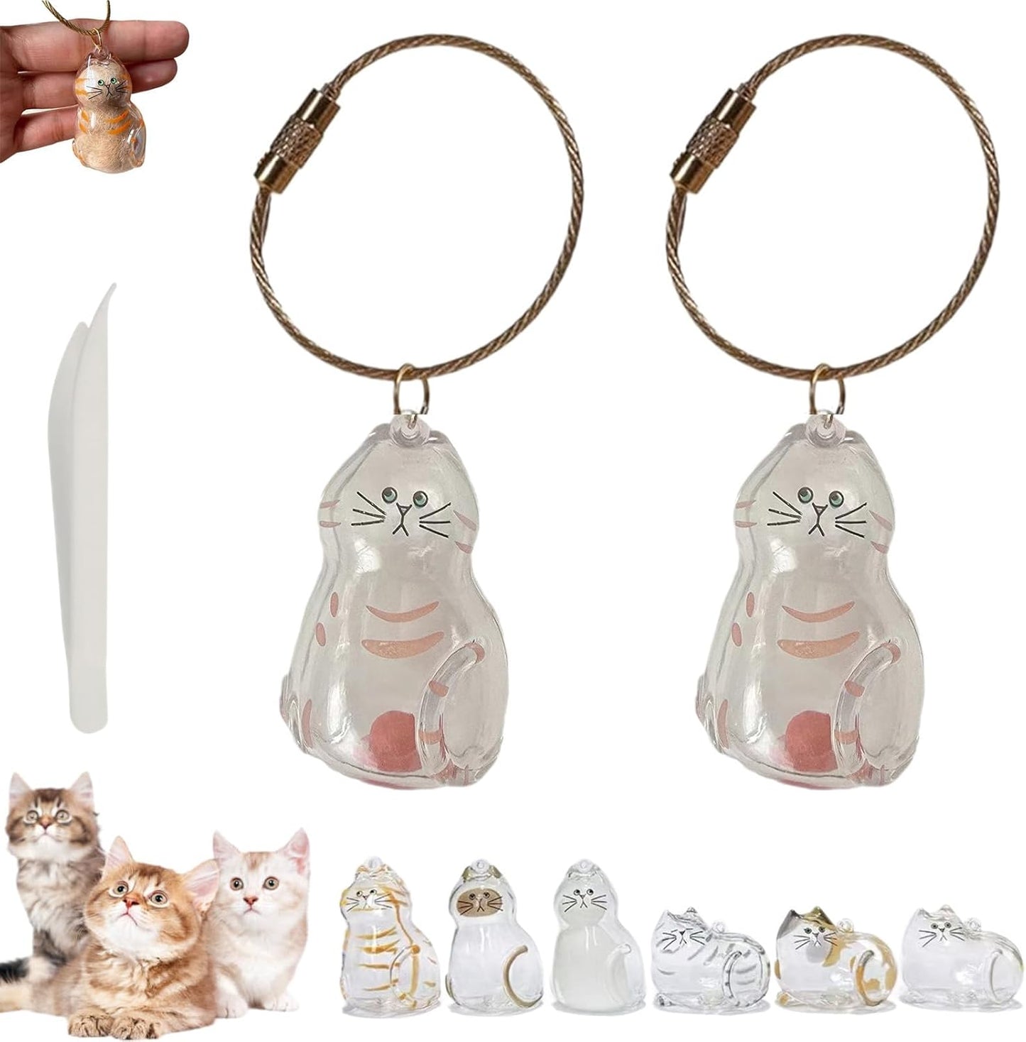 Cat Hair Storage Keychain – Memorial Gift for Pet Lovers, Transparent Cat Hair Storage Bottle Pendant