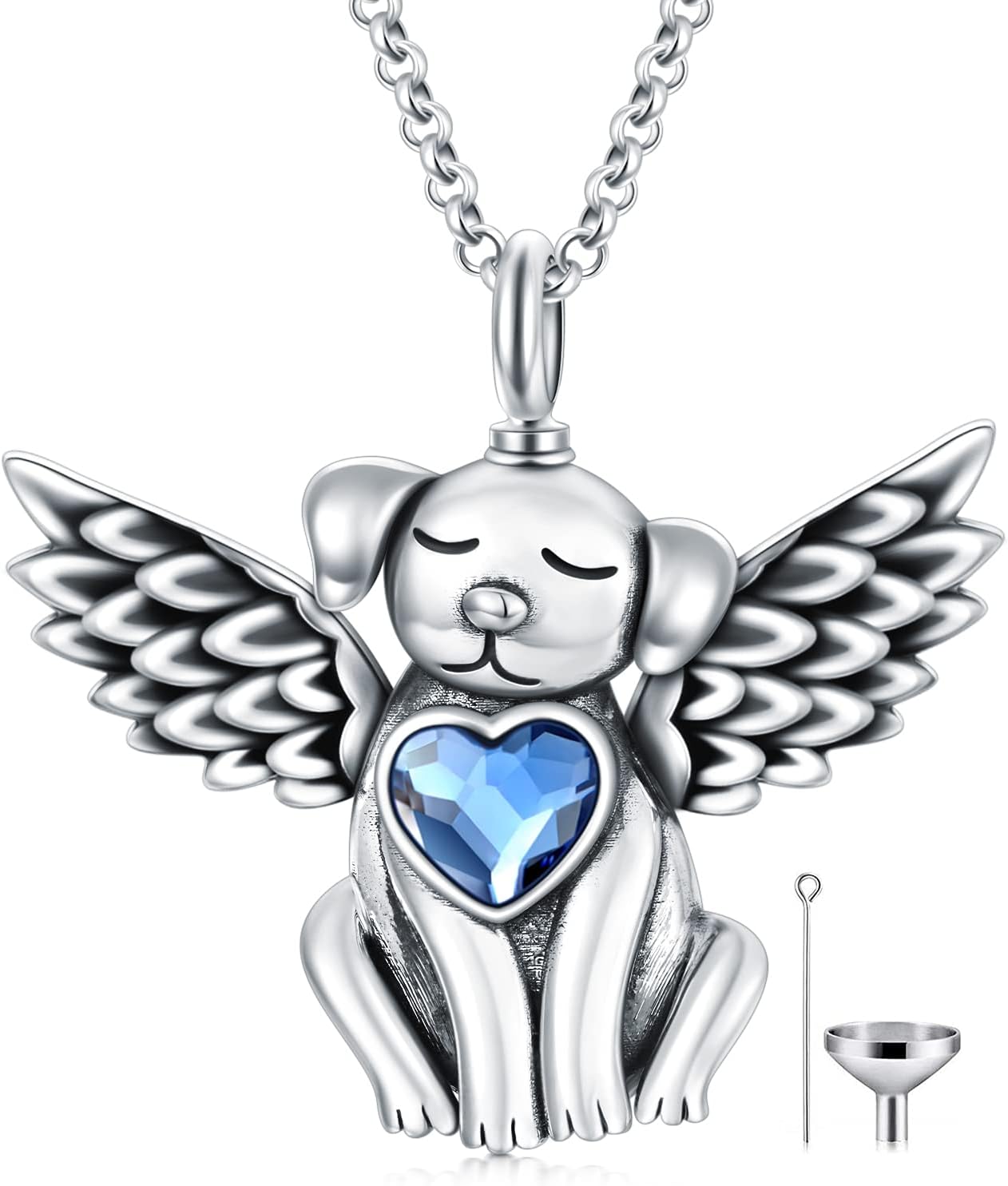 AOBOCO 925 Sterling Silver Dog/Cat Urn Necklace for Ashes Pet Cremation Keepsake Necklace Memorial Jewelry Gift for Women
