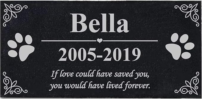 ODB Personalized Pet Memorial Stones, Black Granite Memorial Garden Stone Engraved with Photo, Gifts for Someone Who Lost a Loved One, or Pet, Dog, Cat (Style 1)