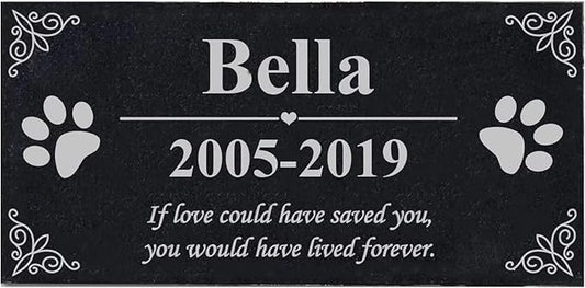 ODB Personalized Pet Memorial Stones, Black Granite Memorial Garden Stone Engraved with Photo, Gifts for Someone Who Lost a Loved One, or Pet, Dog, Cat (Style 1)