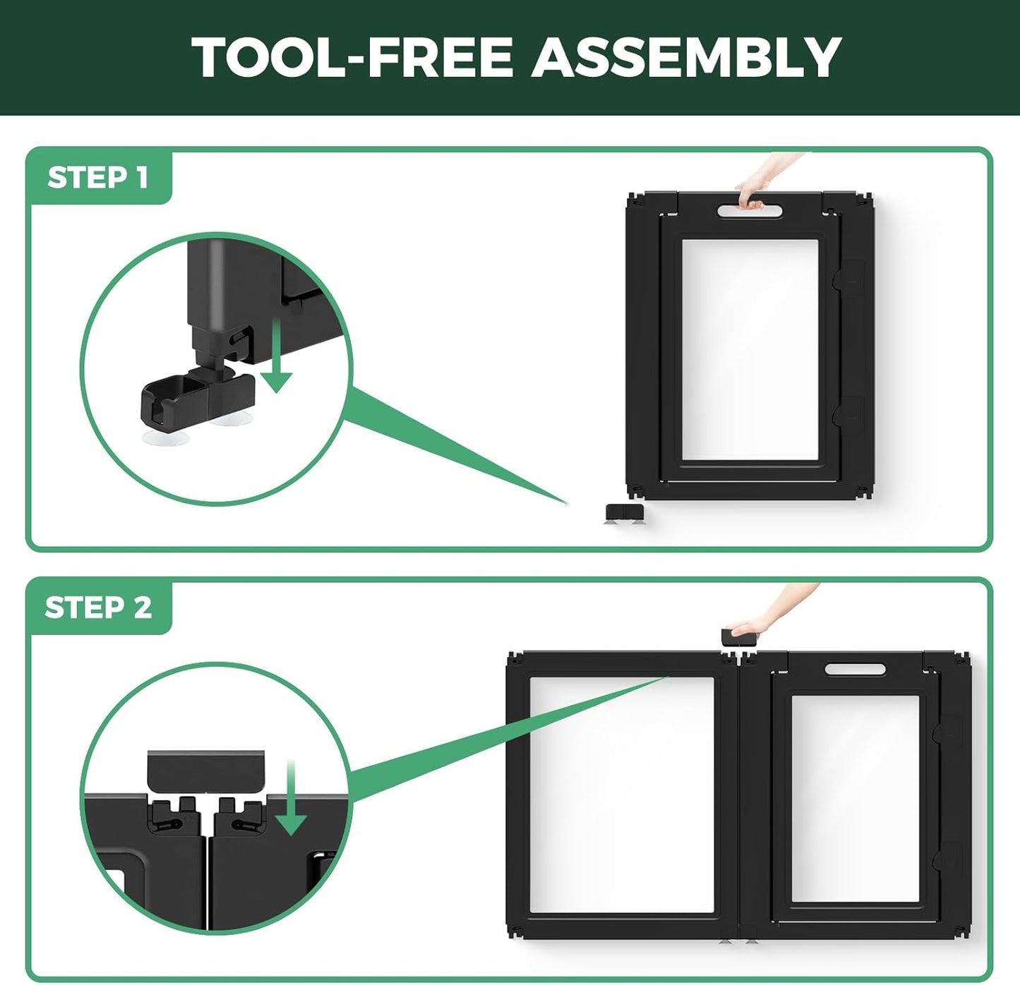 FXW AuraSpace Acrylic Indoor Dog Playpen for Small and Medium Dogs, 30 Inch, 6 Panels, Black