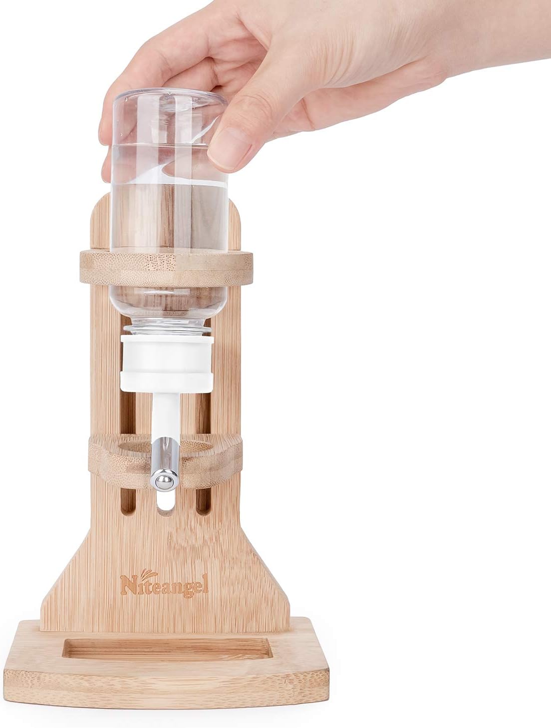 Niteangel Water Bottle with Stand for Syrian Dwarf Hamsters Gerbils Mice Rats Degus Small pet Rodents(White)
