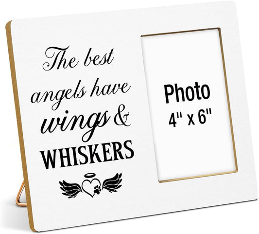 Pet Memorial Gift Picture Frame, Dog Memorial Gifts for Loss of Dog, Sympathy Gifts for Cat Dogs, Grief Gift for Women, Cat Pet Passing Away Remembrance Wood Photo Frames, 4 x 6 Inch Photo