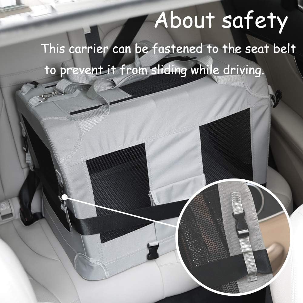Extra Large Cat Carrier Soft Sided with Wheels Folding Small Medium Dog Pet Carrier 24"x16.5"x16" Travel Collapsible Ventilated Comfortable Design Portable Vehicle