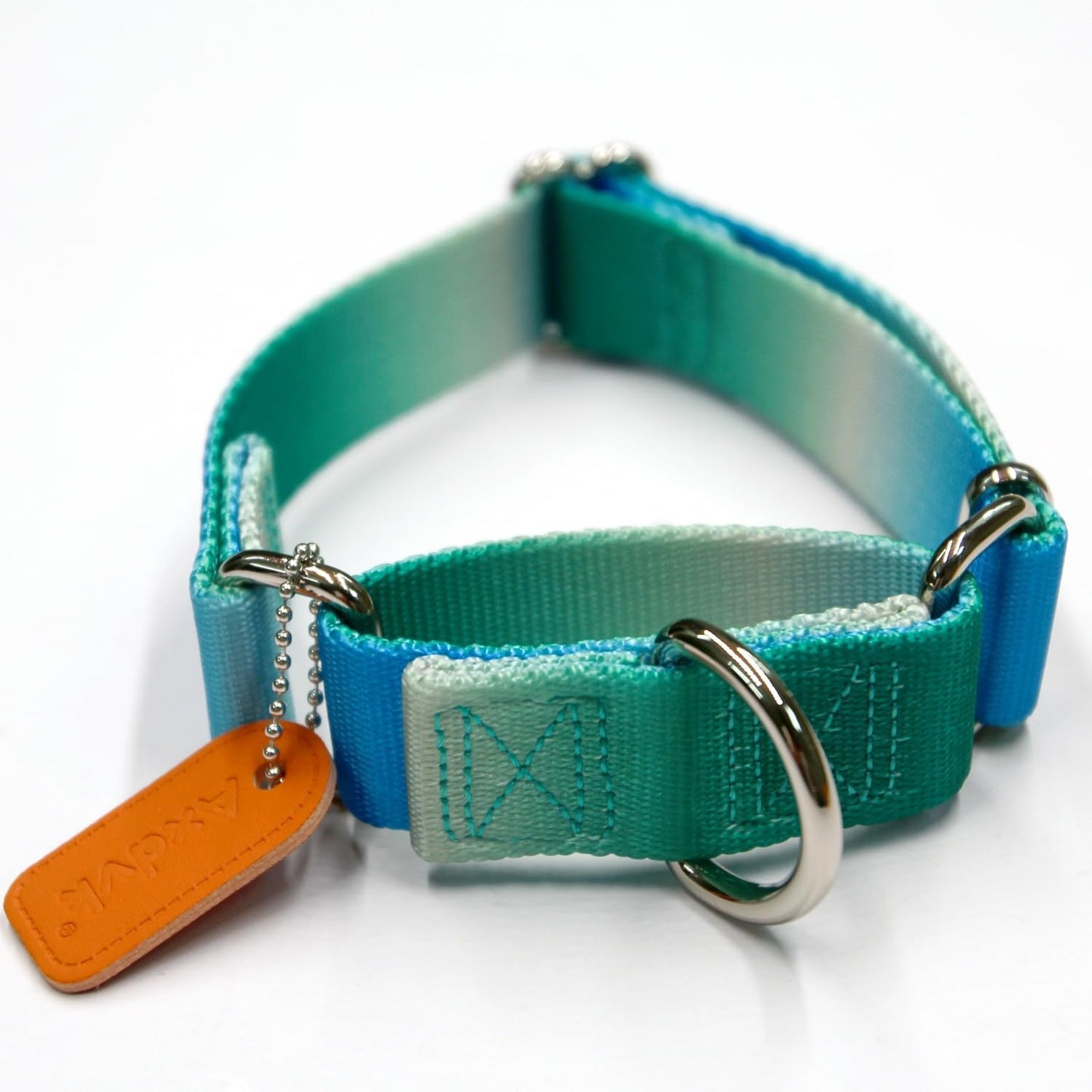 Martingale Dog Collar Colorful Gradient Fashionable - Anti-Escape Soft Durable Pets Collar for Walking Training Outdoor Daily Use -Medium,Turquoise Gradient
