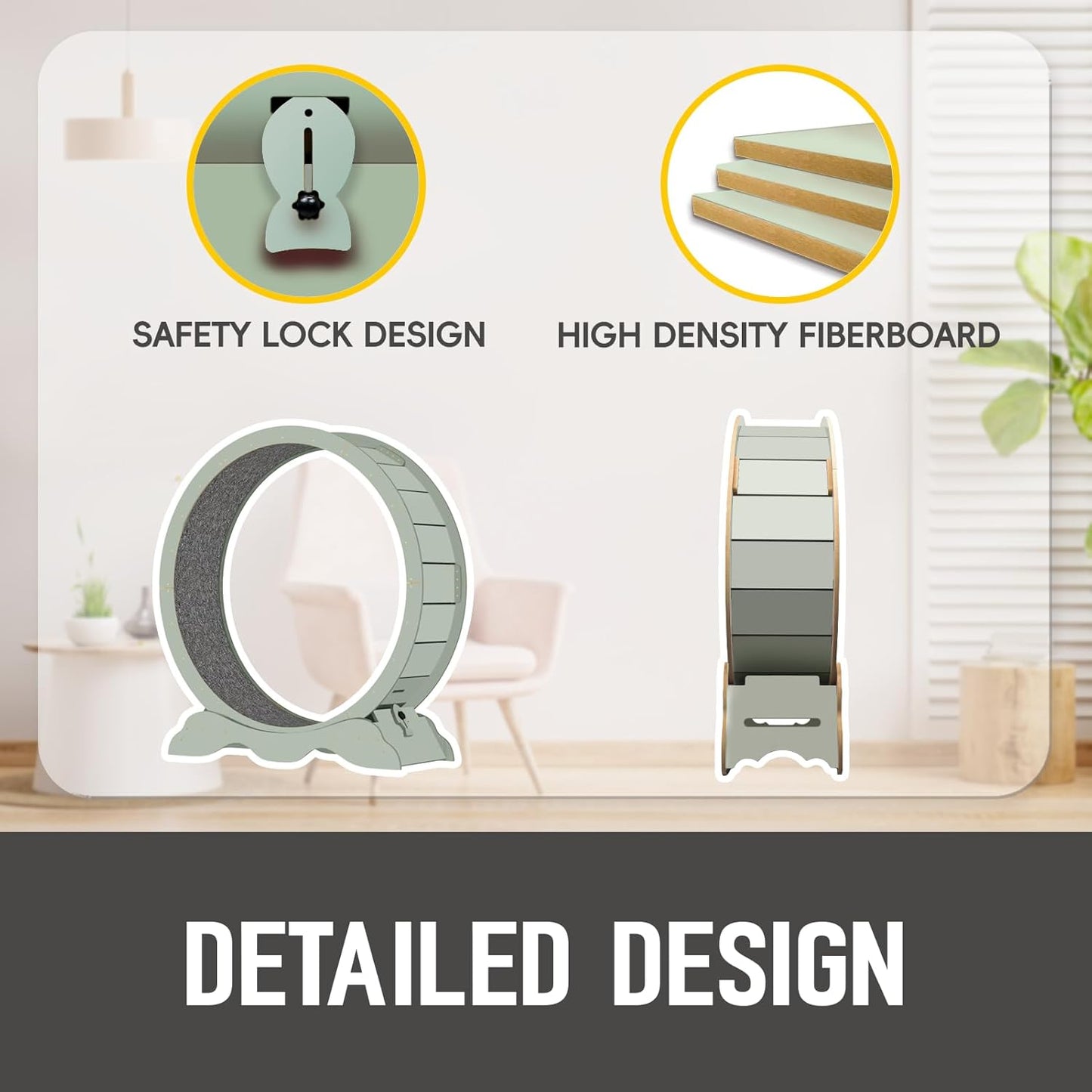 Cat Exercise Wheel 45 Inch Cat Treadmill for Indoor Cats, Running Wheel with Detachable Carpeted Runway, Cats Running Wheel Carpet Suitable for Most Pets Weight Loss and Health (Green, XL)