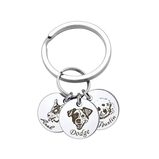 Custom Pet Portrait Dog Keychain for Mom Dog and Cat Keychain Pet Lover Personalized Gift Dog Mom Keychain Dog Pet Gifts Custom Keychains