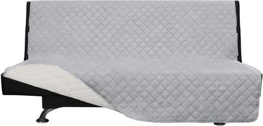 Easy-Going Futon Sofa Slipcover Reversible Sofa Cover Armless Futon Cover Furniture Protector Couch Cover Water Resistant Pets, Kids, Children, Dog, Cat (Futon, Light Gray/Ivory)