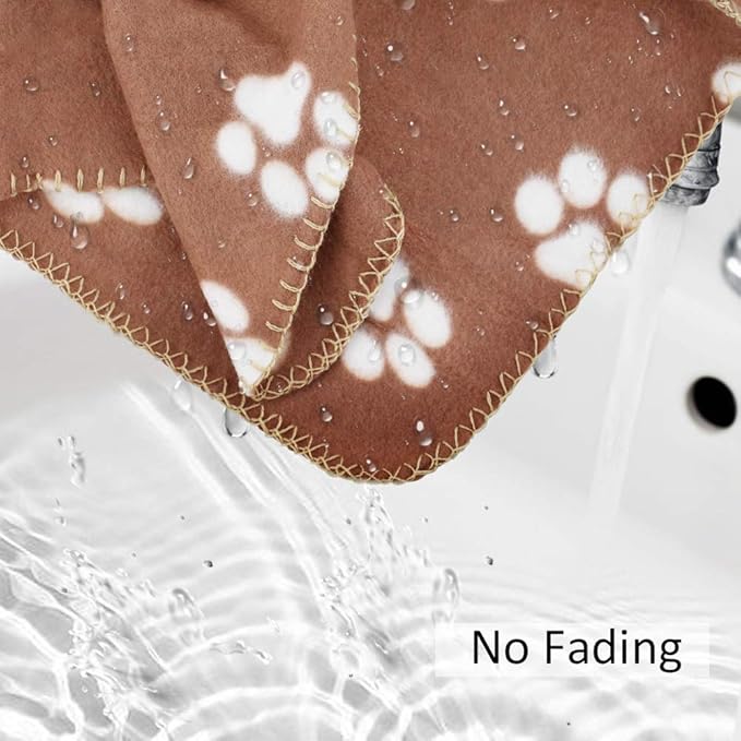 Comsmart Dog Blankets for Small Dogs, 6 Pack Puppy Blanket Cute Paw Print Pet Blanket for Dog, Puppy, Cat, Kitten, 39x31 inches, Brown