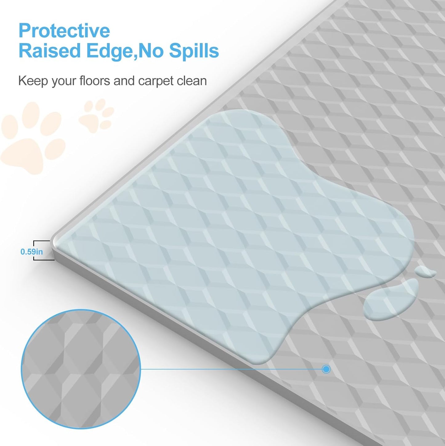 Pee Pad Holder for Dogs,Silicone Dog Puppy Pad Holder, 34 x 28 No Spill Raised Lip High Edge,Portable, Leak-Proof Mat Holder for Dog Training Pads,Square Potty Trays for Home Floor Protection