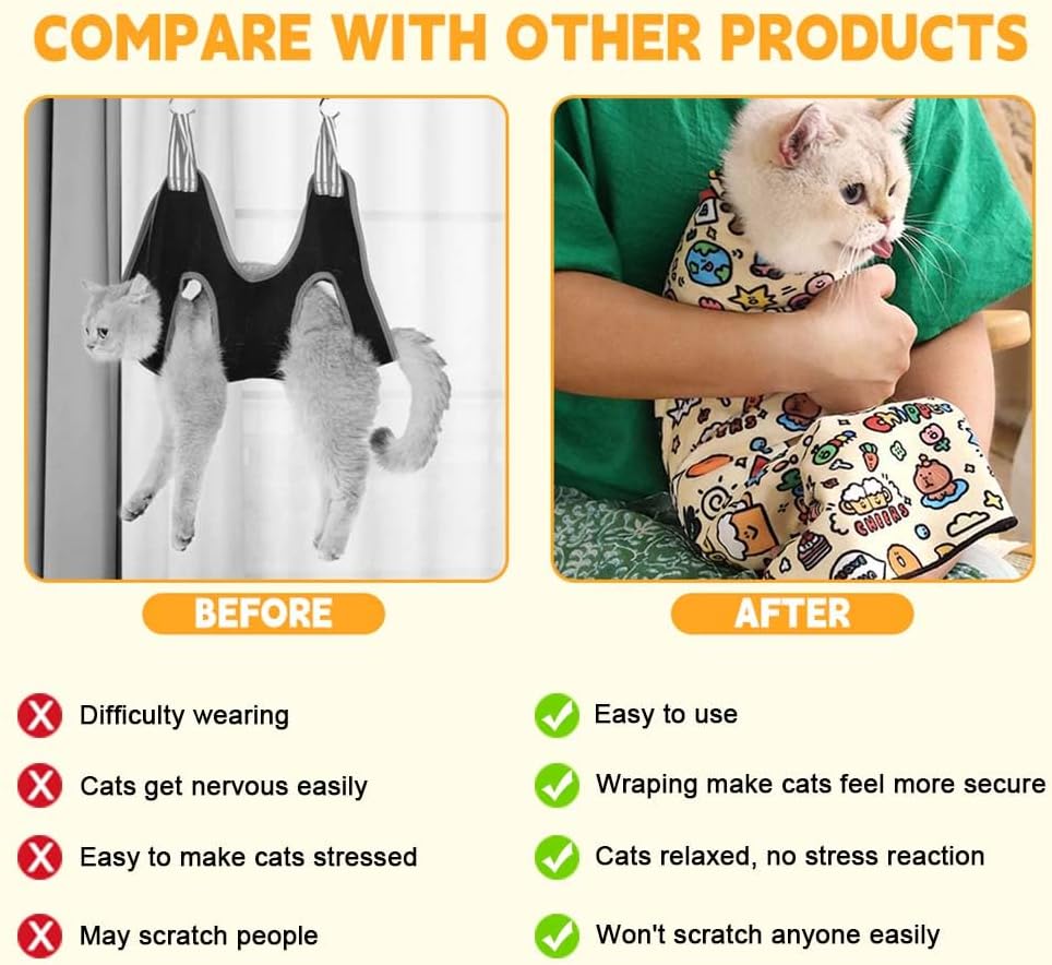 Cat Grooming Wrap, Self-Adherent Soft Cat Blanket to Wrap, Nail Clipping, Anti-Bite, Anti-Scratch, Anti-Escape Calming Wrap (Dalmatian Print, 6-10 lbs)