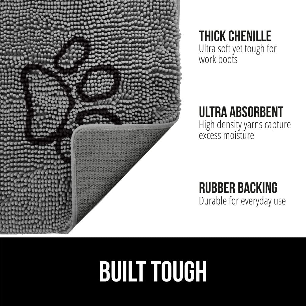 GORILLA GRIP Dog Doormat, Absorbent Doormats for Muddy Dogs Paws, 48x30 Machine Washable Soakstopper Rugs, Cleaner Floors, US Designed Pet Bed Door Mat, Indoor Entrance Pets Rug, Paw Gray