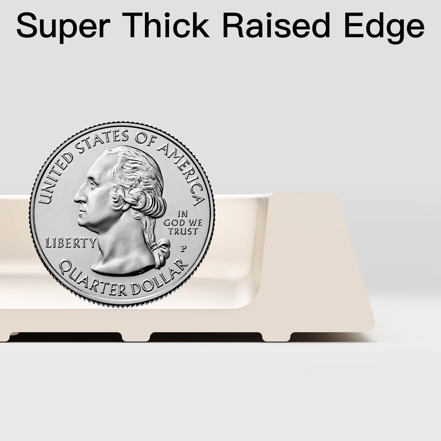 Pet Feeding Mat [Warped Resistant Raised Edge], Water-Proof Silicone Placement for Food Water Bowls, Anti-Slip Base Protect Floor, BPA-Free&Dishwasher-Safe [23.5x13.5inch Large, White Sand]