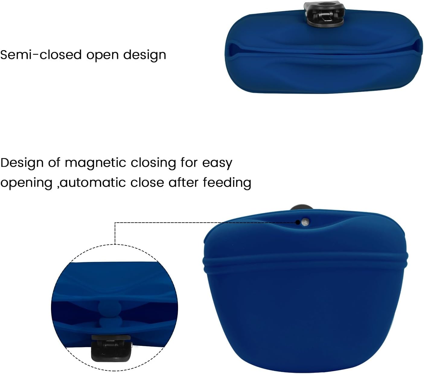 AUDWUD Silicone Dog Treat Pouch,Clip on Portable Training Container,Convenient Magnetic Buckle Closing and Waist Clip,No BPA