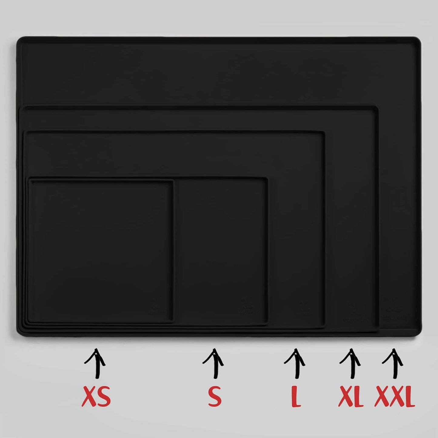 DogBuddy Dog Food Mat – Waterproof Dog Bowl Mat for Food and Water, Silicone Pet Feeding Mats for Floors, Non-Slip Placemat with High Edges for Dogs Bowls, Puppy Essentials (XXL: 32"x24", Black)