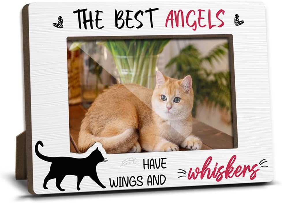 Dog Memorial Photo Frames Dog and Cat Loss Remembrance Gift Sympathy Keepsake for Pet Lovers Condolence Present for Pet Owner The Best Angles Have Wings And Whiskers Picture Frames 4x6 Photo - YY020