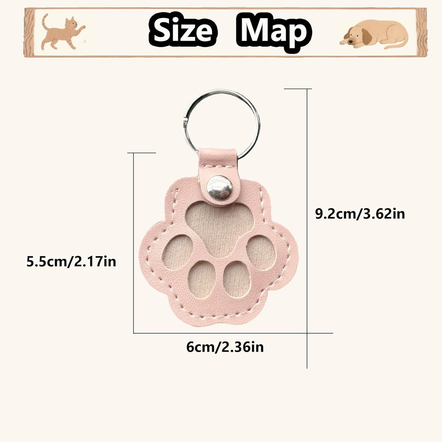 dog fur keepsake keychain cute pet paw shaped leather keychain for dog&cat hair keepsake
