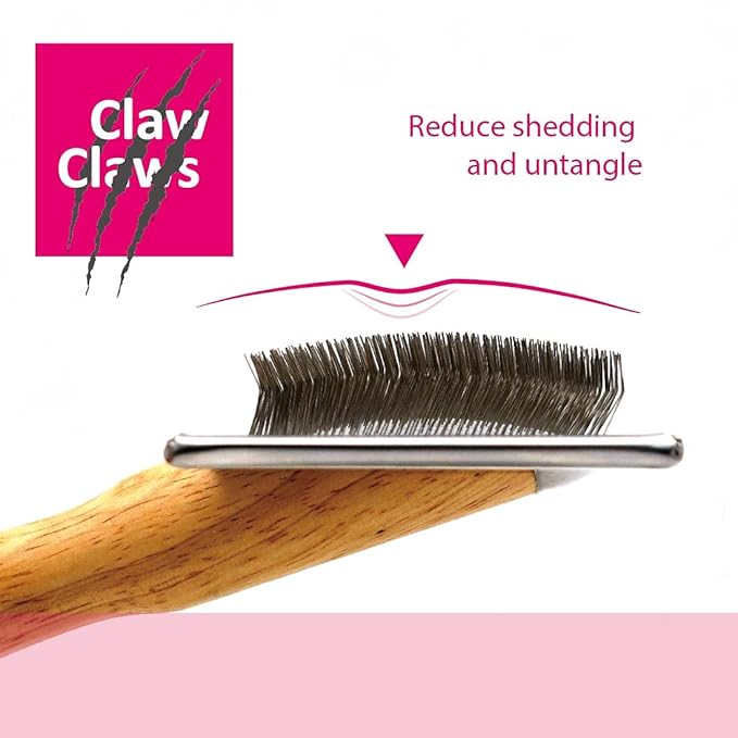 Pet Slicker Brush for Large Dogs, Wooden Handle with Stainless Steel Soft Pins, Gently Remove Tangled, Loose Undercoat and Mats Hair, Pet Grooming Brush Tool (8"), Wool Needle Felting Brush