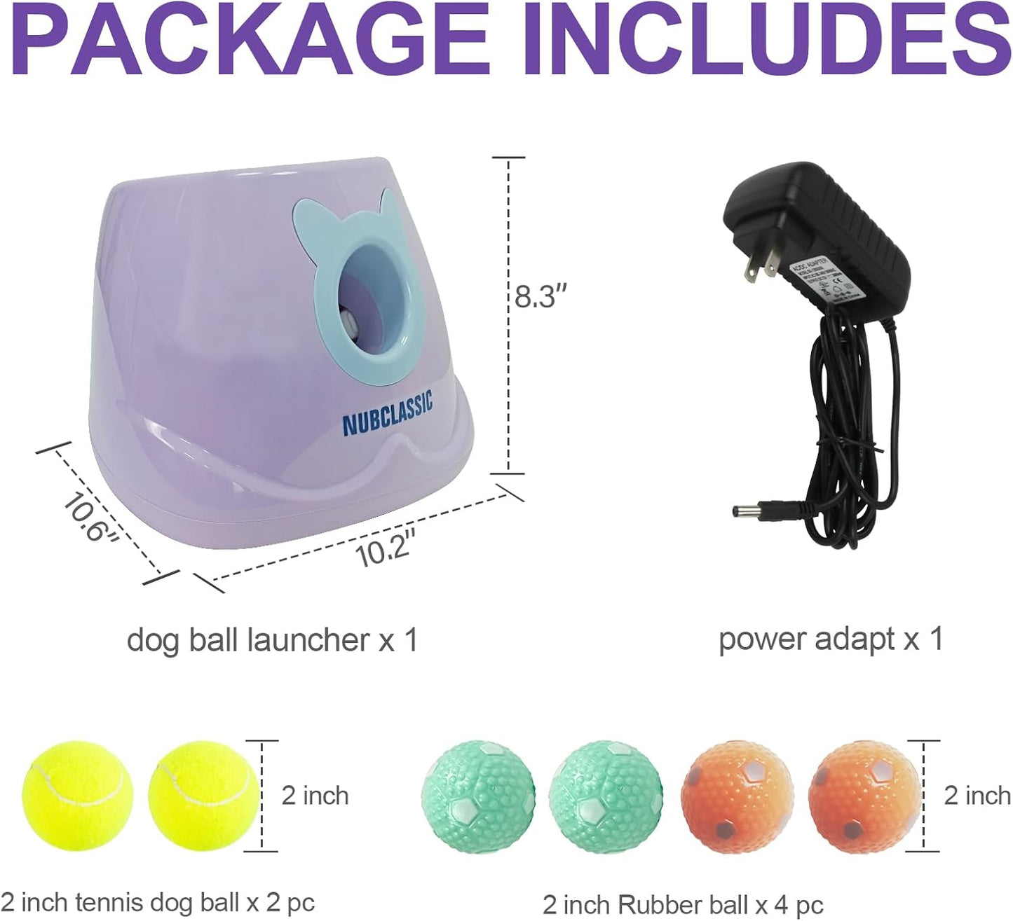 BESTHLS Automatic Dog Ball Launcher Interactive Tennis Ball Thrower Machine for Small Medium Dogs Fetching Distance 10-30ft (Purple)