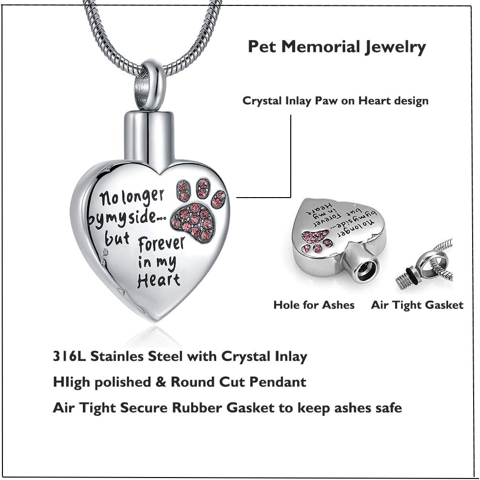 Cremation Jewelry for Ashes for Dog Cat Waterproof Pet Memorial Urn Pendant Necklace for Ashes