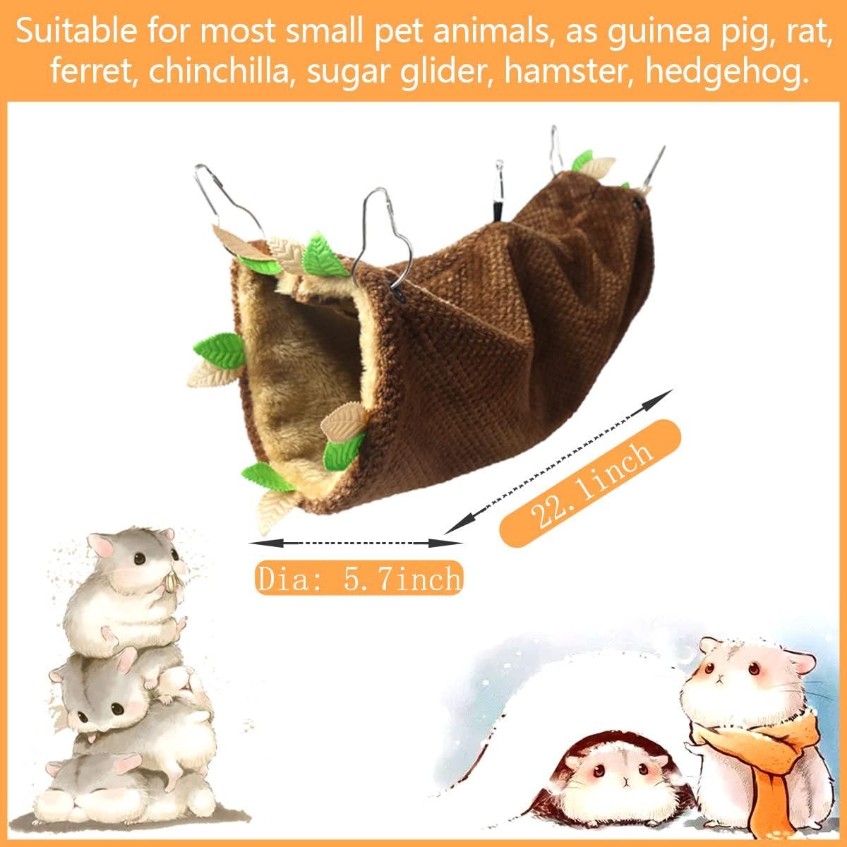 Leftstarer Pet Hammock and Tunnel Set, Soft Cashmere for Small Pets, Suitable for Guinea Pigs, Rats, Ferrets, Hamsters, etc., 22.1x9.1in