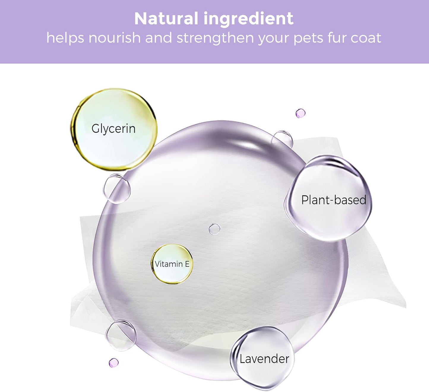 Dog Wipes, 100 Count Pet Grooming Wipes, Conditioning Shine Coat, Cleaning and Deodorizing, Pet Wipes for Dogs & Cats, for Sensitive Skin (Lavender)
