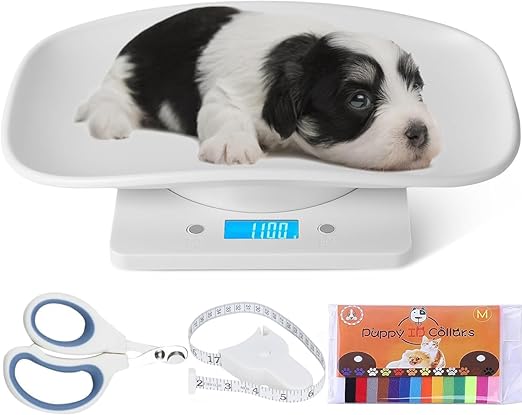 Puppy Scales for Weighing, Multi-Function LCD Digital Puppy Scale for whelping Dogs with 15 Puppy Collars,Tape Measure＆Nail Clipper, Baby Scales for Small Dogs Cats Crawl Pet, Capacity up to 33 lb