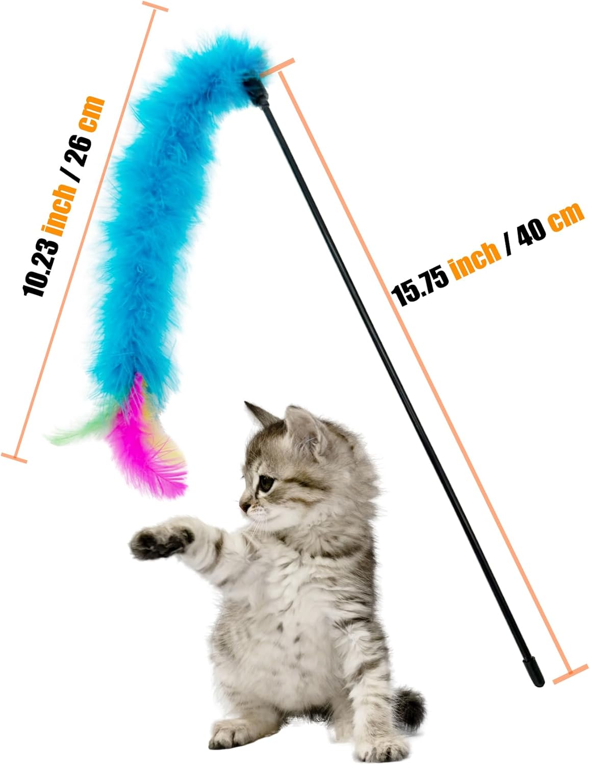 Cat Wand Feather Toys, 6 Pieces Interactive Cat Feathers Teaser Toy for Indoor Cats Play
