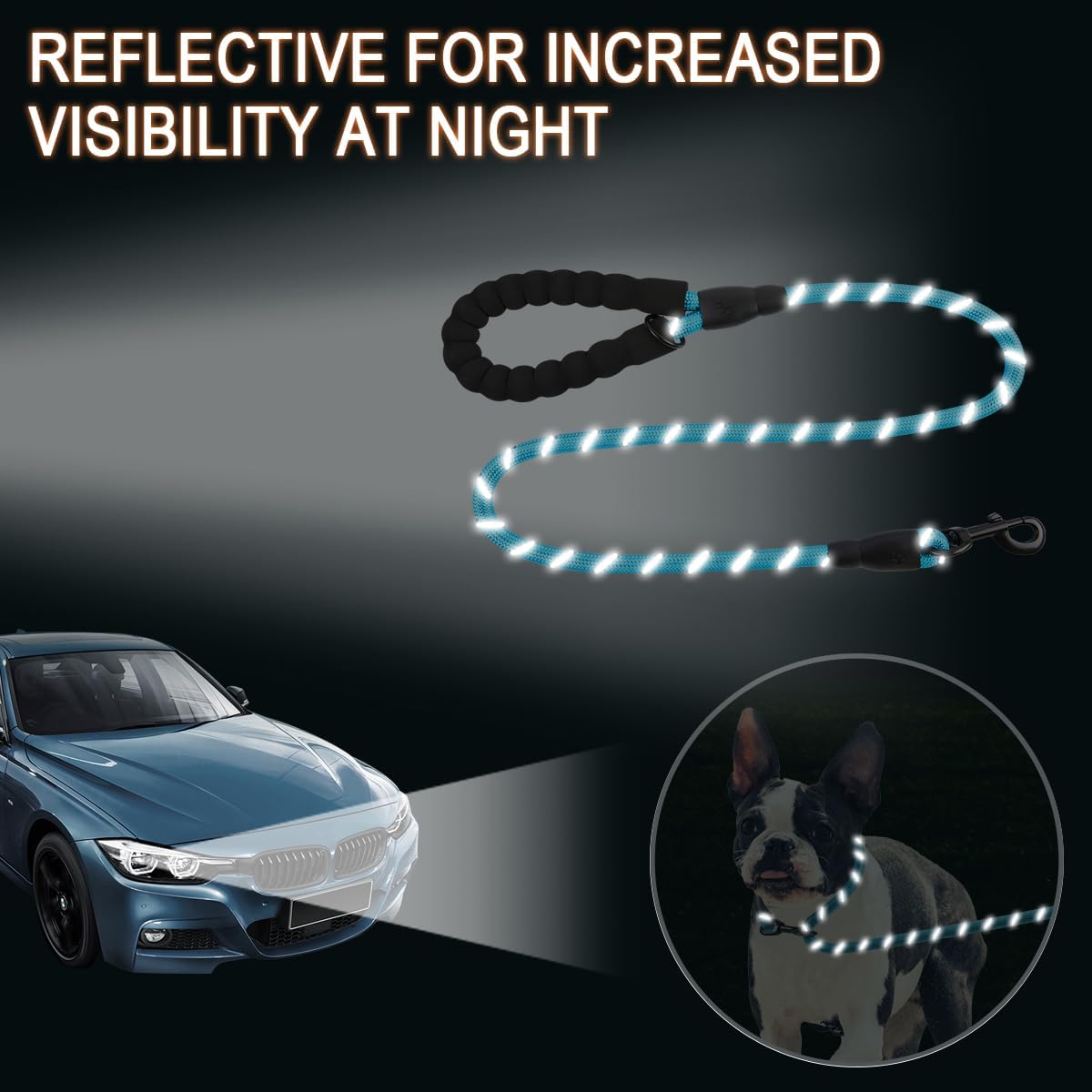 BARKBAY Dog Leashes for Large Dogs Heavy Duty Dog Leash 4/5/6 FT with Comfortable Padded Handle and Highly Reflective Threads for Medium Large Dogs Walking Training Running (4FT-1/2'',Blue)