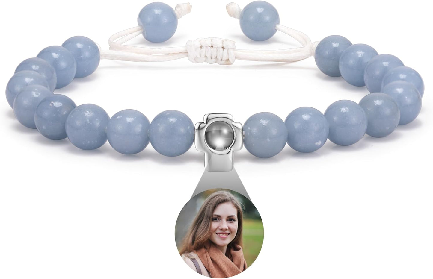 EMIRISTIC Custom Photo Bracelet - Personalized Picture Natural Stone Cuban Chain Bracelet - Any Special Day Gifts