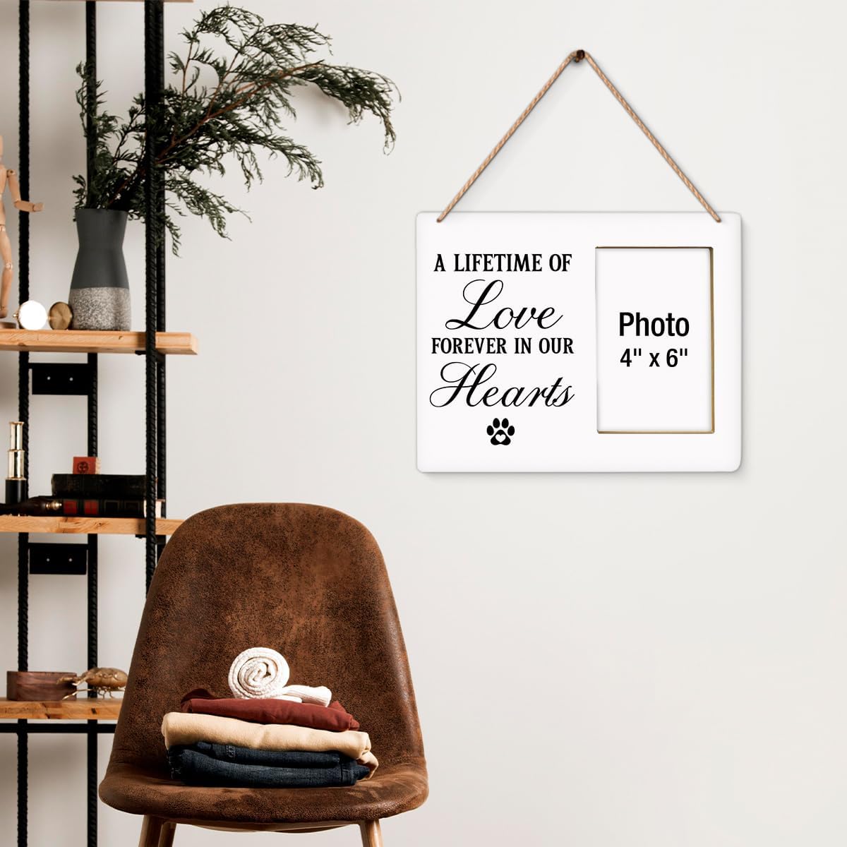 Dog Memorial Gifts for Loss of Dog Photo Frame, Pet Memorial Gifts for Dogs, Sympathy Gift for Cat, A Lifetime of Love Forever in Our Hearts Wooden Picture Frames, Photo 4 x 6 Inches