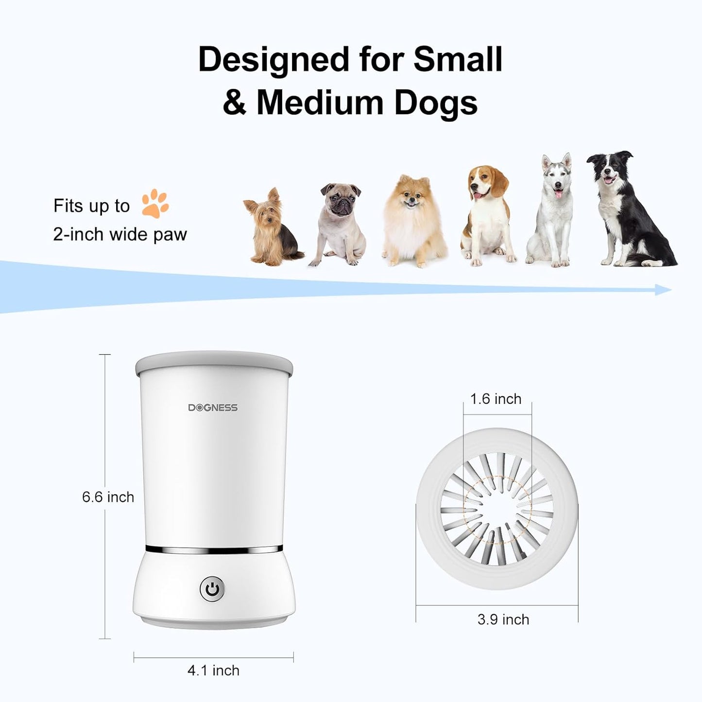 DOGNESS W01 Automatic Dog Paw Cleaner for Small to Medium Dogs (White)