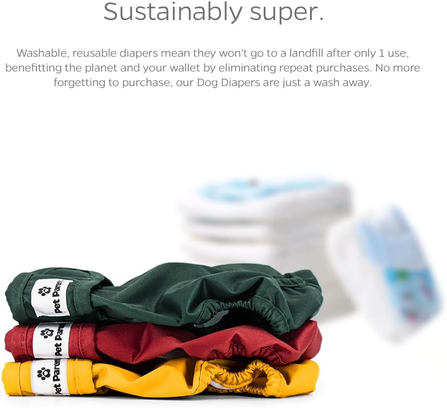 Pet Parents® Washable Dog Diapers (3pack) + Extendrs® of Durable Doggie Diapers, Premium Dog Diapers Female (Medium, Samba)