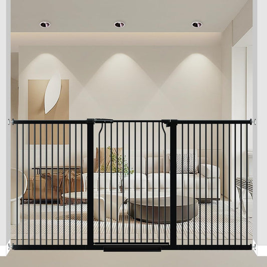 41" Extra Tall and Wide Pet Gate, 71.3-76.7 in Baby Gates with Door for Doorways Hallways, Walk Thru Large Dog Gate Indoor, Auto Close Long Child Safety Gates for Kids Puppy Doggie, Black
