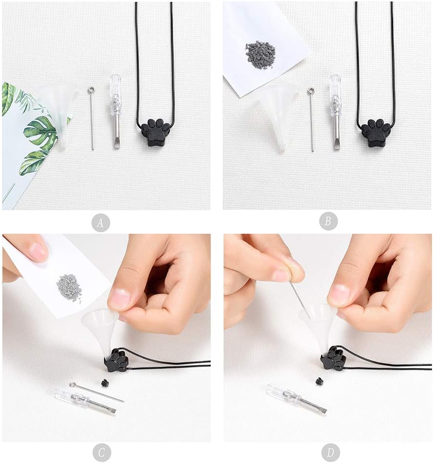 Pet Urns For Dogs/Cats - Pet Ashes Necklace - Paw Print Urn Necklace with Mini Keepsake Urn Memorial Ash Jewelry